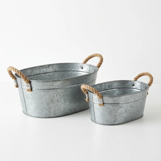 1DI-1718 – Oval Rope-Handle Tubs — Set of 2