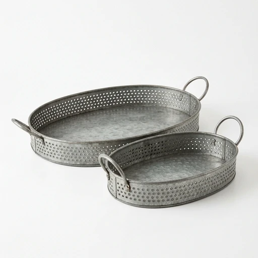 1DI-1724 – Perforated Oval Trays with Handles — Set of 2