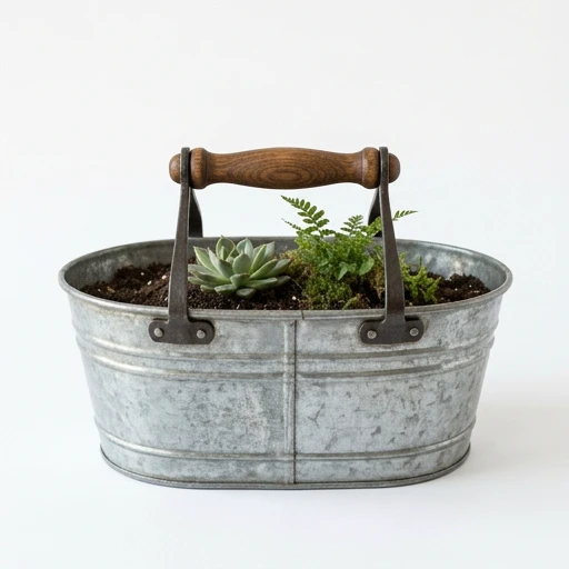 1DI-1726 – Oval Tub with Wood Center Handle