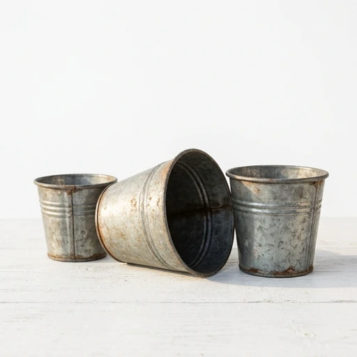 1DI-4321 – Mini Galvanized Garden Pots — Set of 3