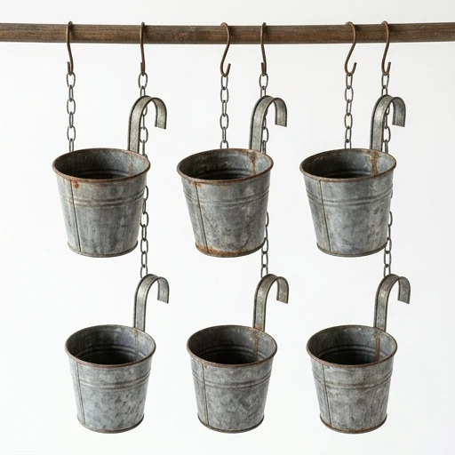 1DI-4322 – Hanging Hook Planters — Vintage Wash, Set of 6