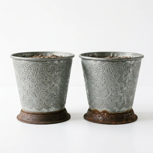 1DI-4328 – Embossed Lace-Pattern Pot — Set of 2