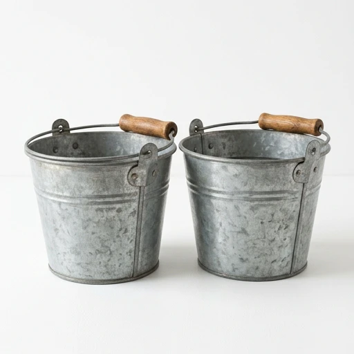1DI-4329 – Wooden-Handle Pail Buckets — Set of 2