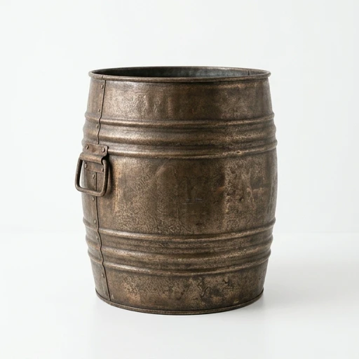 1DI-4331 – Rustic Barrel-Shape Pot — Aged Bronze Finish