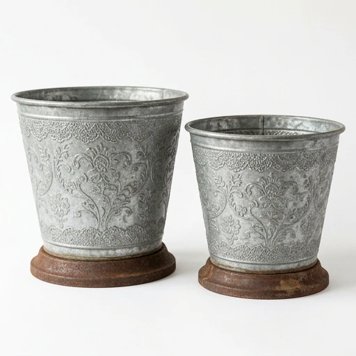 1DI-4333 – Embossed Lace-Pattern Pot — Set of 2, Larger