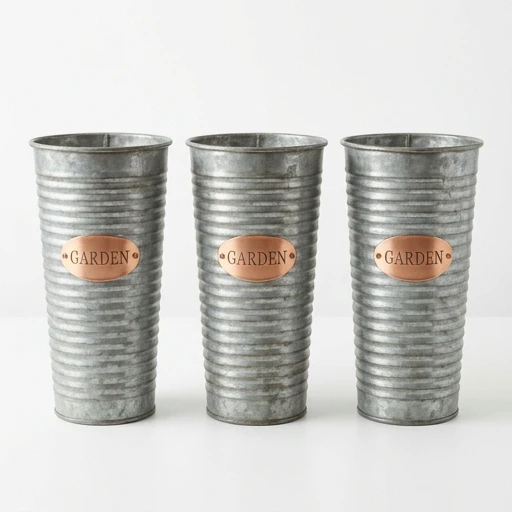 1DI-4336 – "GARDEN" Ribbed Tall Vases — Set of 3