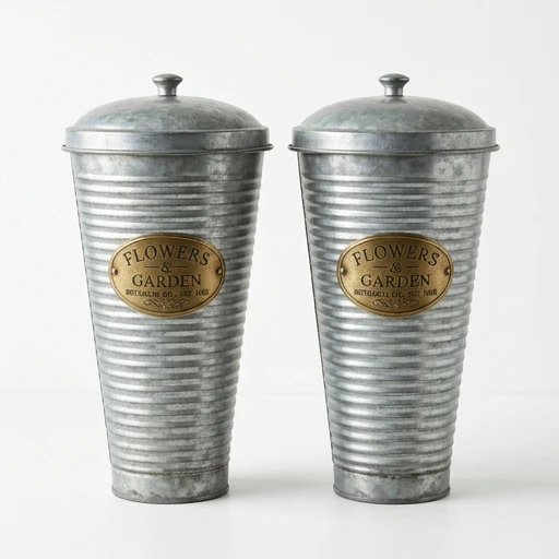 1DI-4342 – Domed "Flowers & Garden" Cone Planters — Set of 2