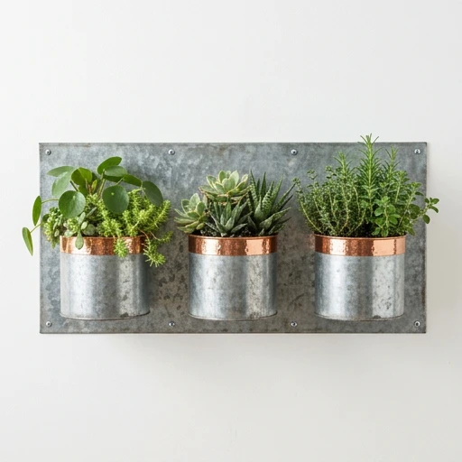 1DI-4347 – Three-Pocket Wall Planter on Steel Back