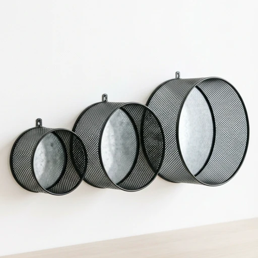 1DI-4352 – Round Mesh Wall Planters — Set of 3