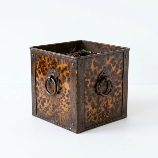 1DI-4358 – Square Antique-Brown Decorative Pot