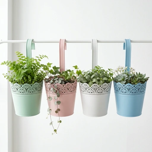 1DI-4368 – Lace-Rim Hook Planters — Pastel, Set of 4