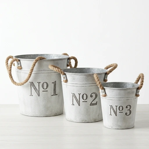 1DI-4372 – "1884" Rope-Handle Bucket Set — Set of 3