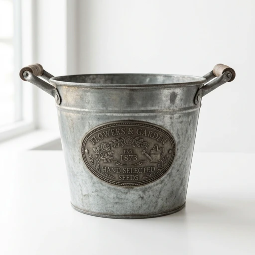 1DI-4373 – "Flowers & Garden" Galvanized Bucket