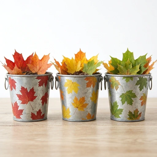 1DI-4382 – Autumn-Leaf Print Pots — Set of 3