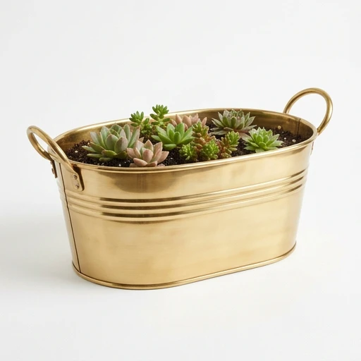 1DI-4384 – Polished Brass-Gold Oval Tub with Handles