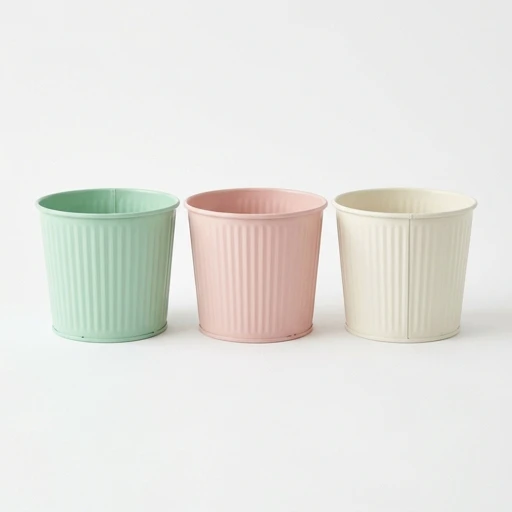1DI-4388 – Ribbed Pastel Pots — Green, Pink, Cream, Set of 3