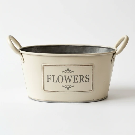 1DI-4396 – Cream Oval Tub — "Flowers" Print