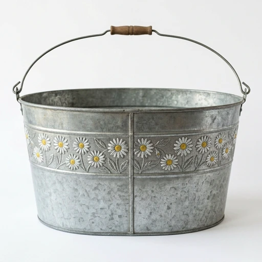 1DI-4397 – Large Oval Bucket with Daisy Band