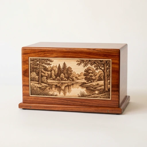 1DI-105 — Sheesham Inlay Landscape Adult Urn