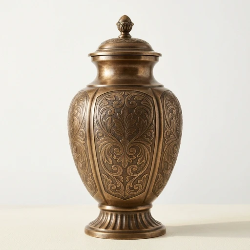 1DI-773 — Bronze Paneled Scrollwork Brass Urn