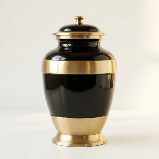 1DI-790 — Onyx Black Brass Urn with Gold Bands