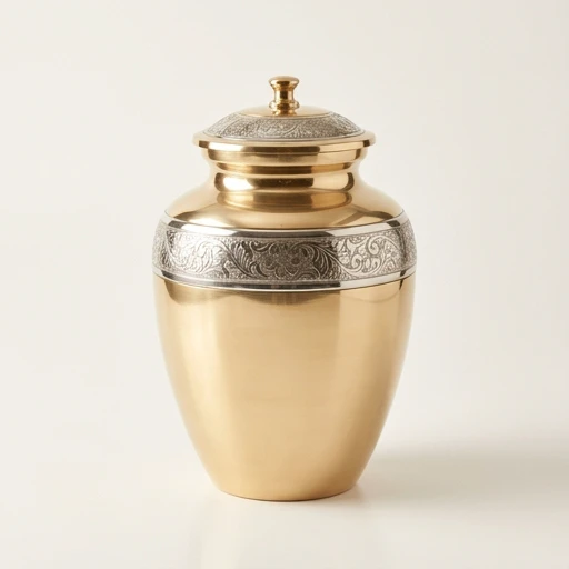 1DI-791 — Silver-Engraved Band Classic Brass Urn