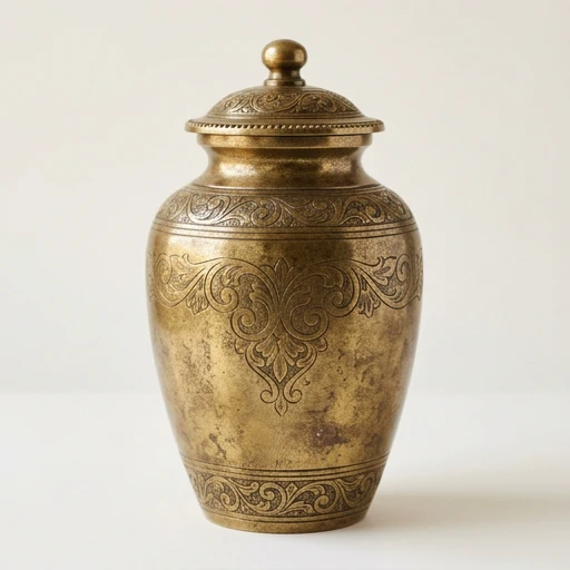1DI-803 — Antique Scrollwork Engraved Brass Urn