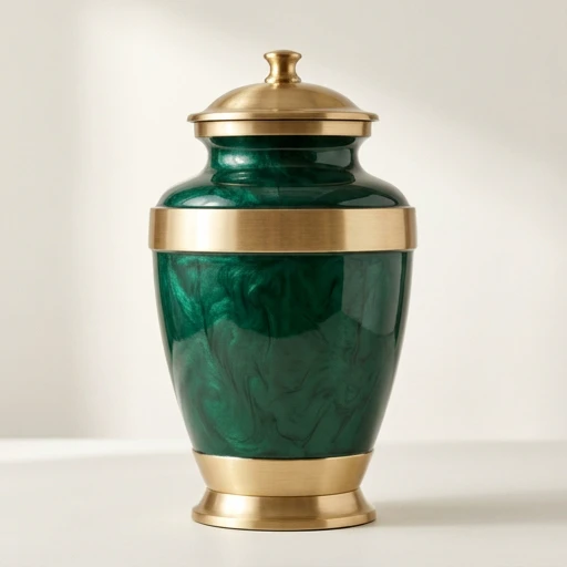 1DI-815 — Green Marble Brass Urn with Gold Bands