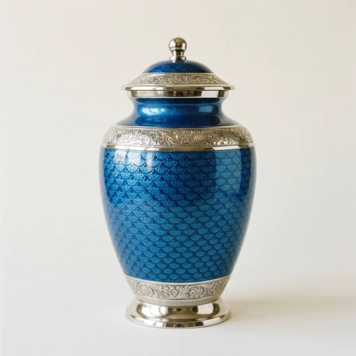 1DI-826B — Tresty Sapphire Blue Pearl Brass Urn