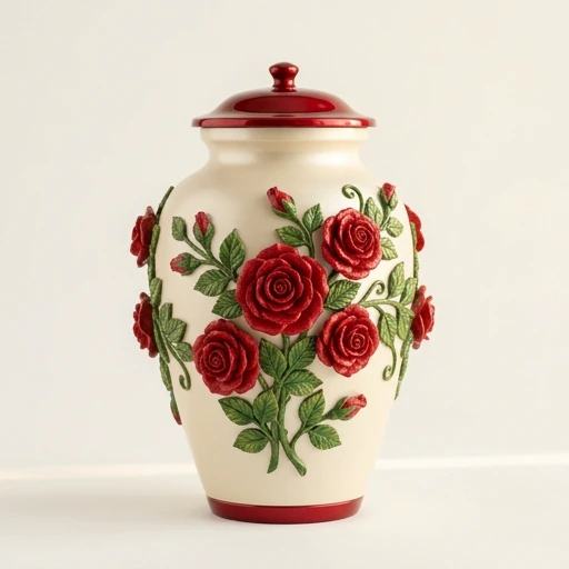 RI00105 — 3-D Red Roses Aluminum Urn