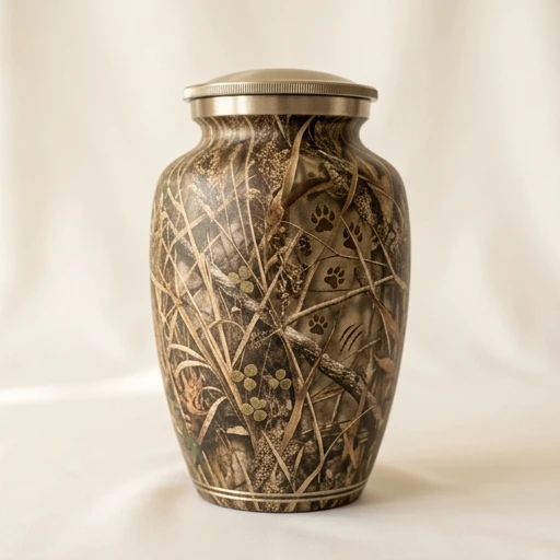 RI00107 — Camouflage Field Paw-Print Pet Urn