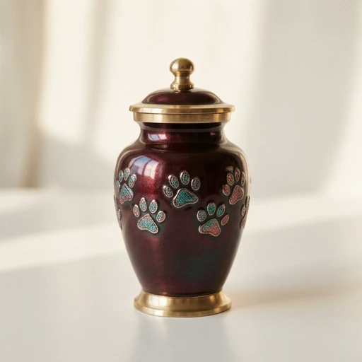RI00118 — Burgundy Rainbow Paw-Print Pet Urn