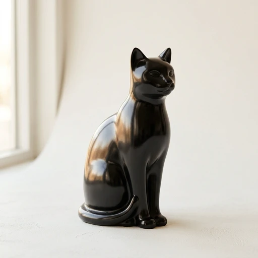 RI00145 — Aluminum Sitting Cat Figurine Urn