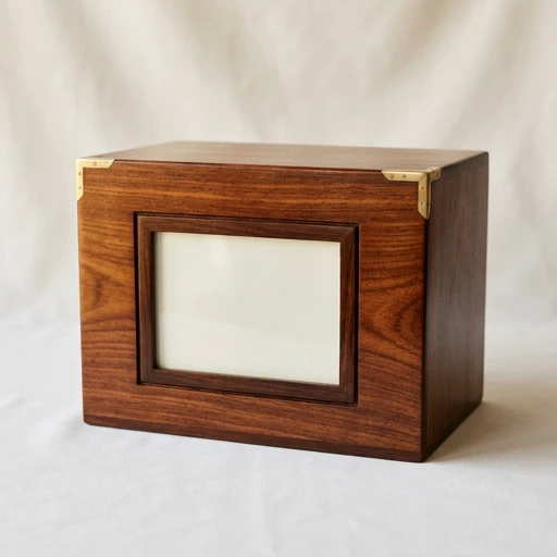 RI00170 — Sheesham Photo-Frame Urn with Brass Inlay
