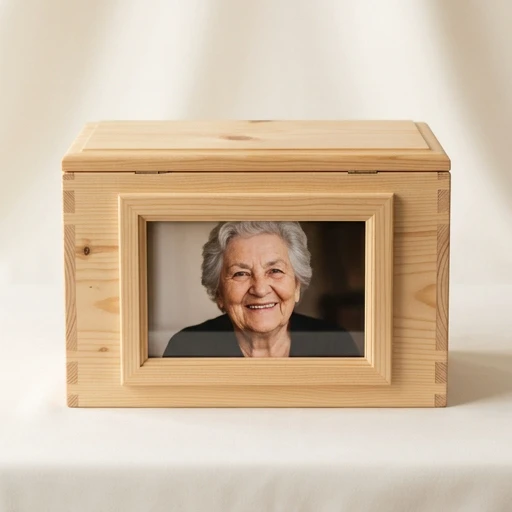 RI00174 — Pine Wood Standing Photo-Frame Urn