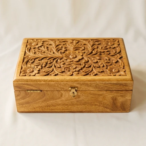 RI00189 — Mango Wood Floral-Carved Adult Urn