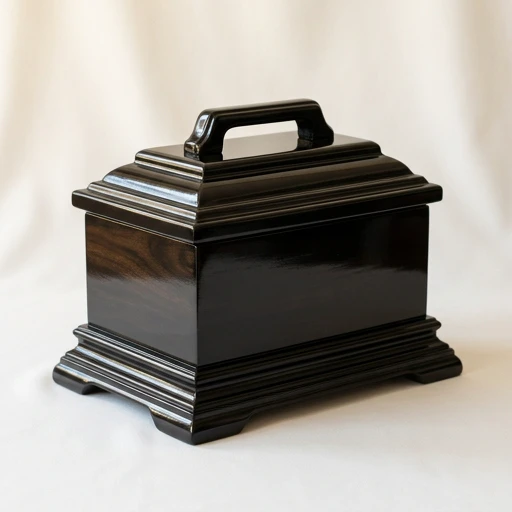 RI00194 — Black Lacquer Sheesham Casket Urn