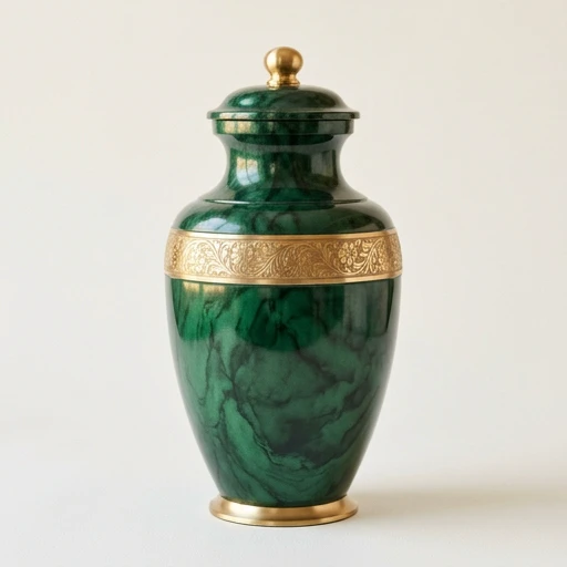RI0057 — Verdant Green Marble Aluminum Urn
