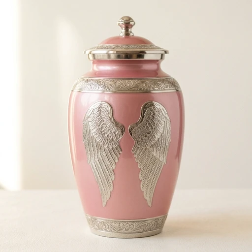 RI0066 — Pink Angel-Wings Aluminum Urn