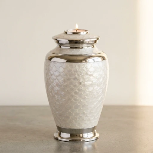 RI0080 — Aluminum Tea-Light Memorial Urn — Pearl