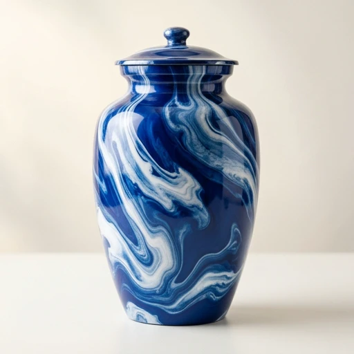 RI0084 — Cobalt Marble Swirl Aluminum Urn