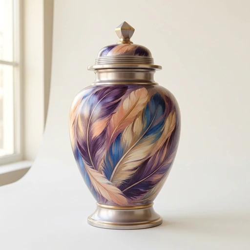 RI0087 — Twilight Feather Marble Aluminum Urn