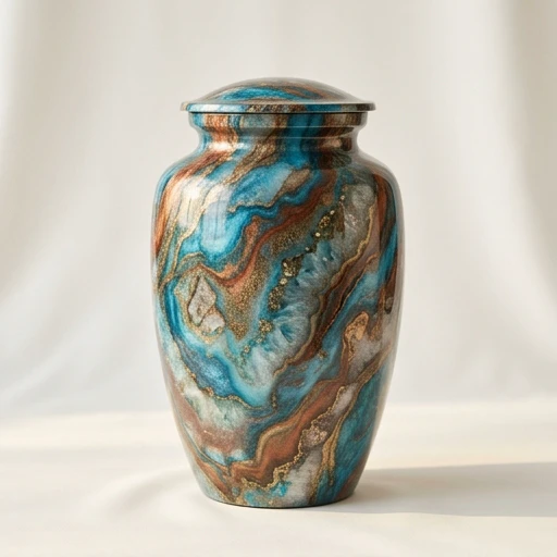 RI0095 — Turquoise Geode Aluminum Urn