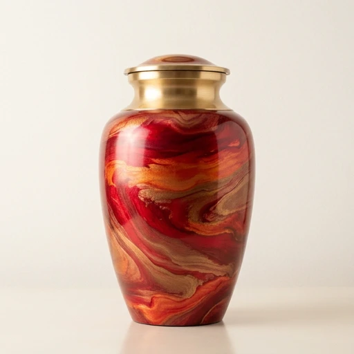 RI0097 — Crimson Sunset Marble Aluminum Urn